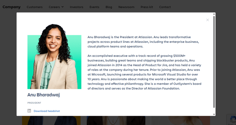 Atlassian meet the team page 