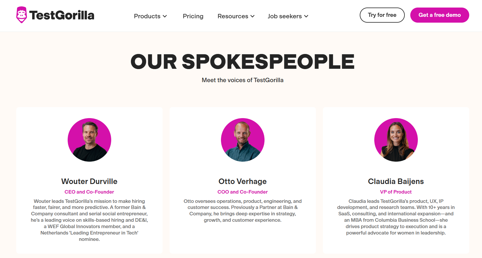 meet the team page Test Gorilla 